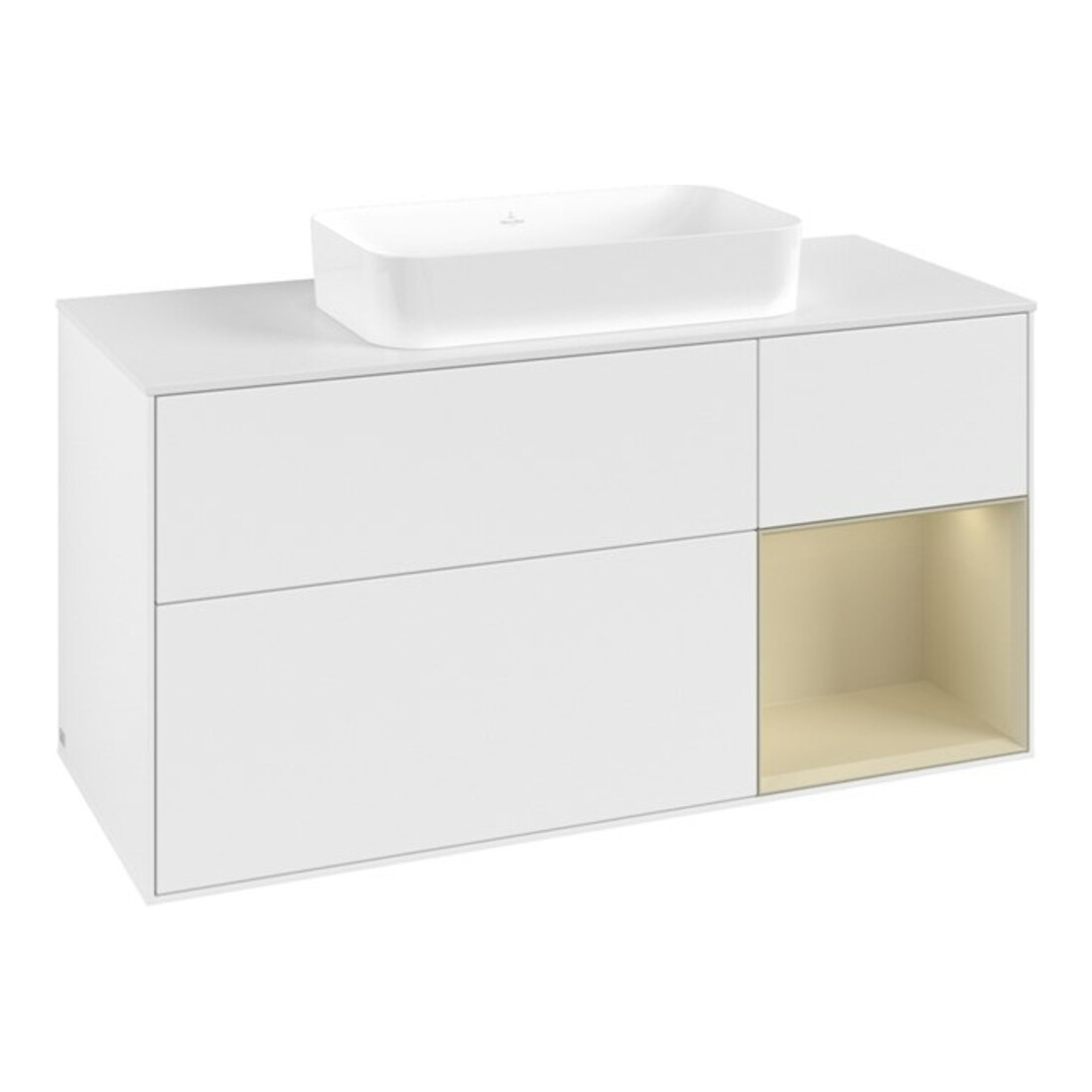 V&B Meuble sous lavabo Finion 120x60 cm, côté droit, blanc laqué