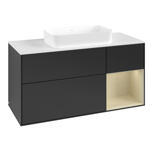 V&B Meuble sous-lavabo Finion 120x60 cm, côté droit, gris mat laqué, bleu mat laqué