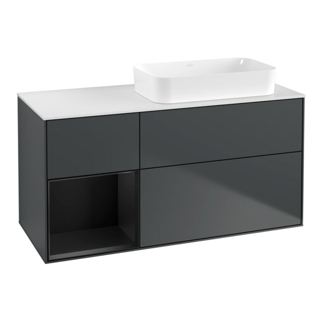 V&B Meuble sous lavabo Finion 120x60 cm, côté gauche, bleu mat laqué