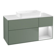 V&B Meuble sous-lavabo Finion 120x60 cm, droite blanc mat avec laque, olivier avec laque-1