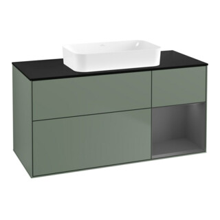 V&B Meuble sous lavabo Finion 120x60 cm, éclairage mural, anthracite mat, huile mat, laqué