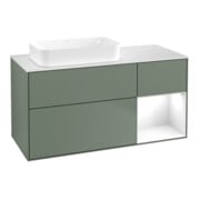 V&B Meuble sous-lavabo Finion 120x60 cm, éclairage mural, blanc brillant, huile avec laque