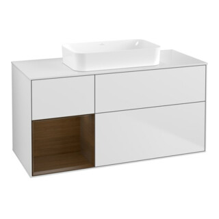 V&B Meuble sous-lavabo Finion 120x60 cm, éclairage mural, blanc laqué