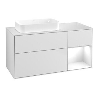 V&B Meuble sous-lavabo Finion 120x60 cm, éclairage mural, blanc laqué, blanc mat laqué