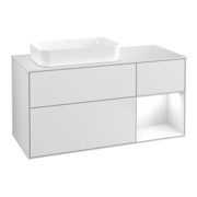 V&B Meuble sous-lavabo Finion 120x60 cm, éclairage mural, blanc laqué, blanc mat laqué