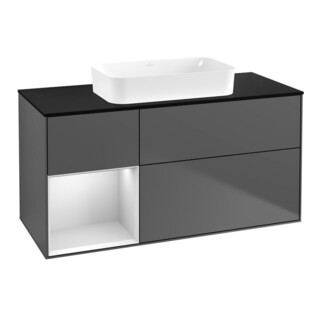 V&B Meuble sous-lavabo Finion 120x60 cm, éclairage mural, blanc mat, anthracite m Lac