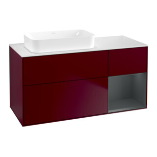 V&B Meuble sous-lavabo Finion 120x60 cm, éclairage mural, blanc mat, laqué Peo