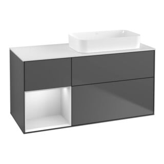 V&B Meuble sous-lavabo Finion 120x60 cm, éclairage mural, gauche, blanc, anthracite