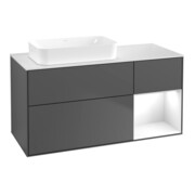 V&B Meuble sous lavabo Finion 120x60 cm, éclairage mural, laqué blanc, anthracite m