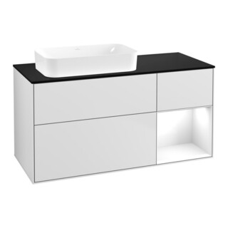 V&B Meuble sous-lavabo Finion 120x60 cm, éclairage mural, laqué blanc, blanc avec laque