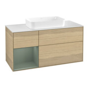 V&B Meuble sous lavabo Finion 120x60 cm, éclairage mural, placage chêne, couleur huile régénérée