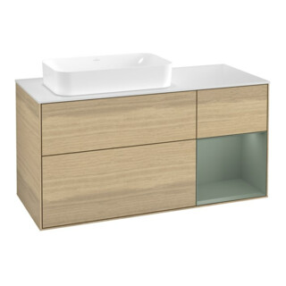 V&B Meuble sous-lavabo Finion 120x60 cm, éclairage mural, placage chêne, laqué régulier oli. m
