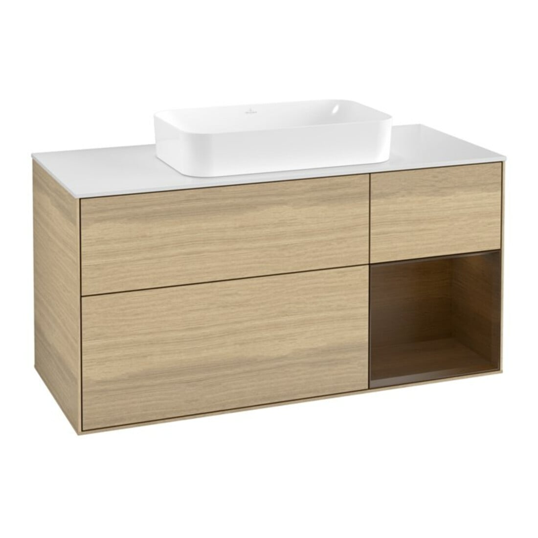 V&B Meuble sous-lavabo Finion 120x60 cm, éclairage mural, placage chêne Reg re wal