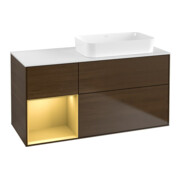 V&B Meuble sous-lavabo Finion 120x60 cm, éclairage mural, placage noyer, réglette gauche gol m