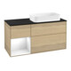 V&B Meuble sous-lavabo Finion 120x60 cm, éclairage mural, placage Oa, blanc brillant, tiroir gauche-1