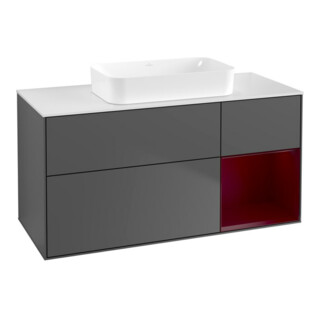 V&B Meuble sous lavabo Finion 120x60 cm, éclairage mural, Reg re Peony, anthracite mat