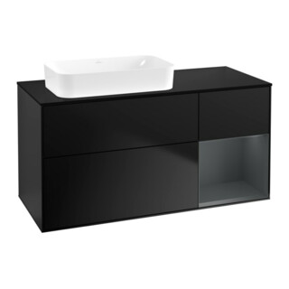 V&B Meuble sous-lavabo Finion 120x60 cm, éclairage mural, Rg re md bl. m Lac, bla m Lac