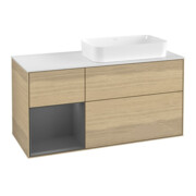 V&B Meuble sous-lavabo Finion 120x60 cm, étagère gauche Anthracite m, placage chêne
