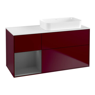 V&B Meuble sous-lavabo Finion 120x60 cm, étagère gauche, anthracite mat, Peony
