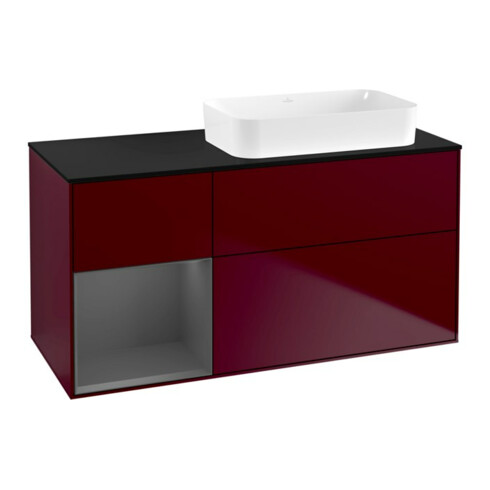 V&B Meuble sous lavabo Finion 120x60 cm, étagère gauche Anthracite mat, Peony
