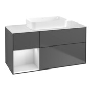 V&B Meuble sous lavabo Finion 120x60 cm, étagère gauche, blanc mat, anthracite m