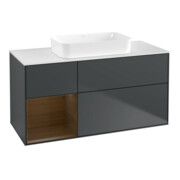V&B Meuble sous lavabo Finion 120x60 cm, étagère gauche, blanc mat, avec laque