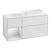 V&B Meuble sous lavabo Finion 120x60 cm, étagère gauche, blanc mat laqué