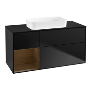 V&B Meuble sous lavabo Finion 120x60 cm, étagère gauche, bleu mat laqué
