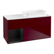 V&B Meuble sous lavabo Finion 120x60 cm, étagère gauche bleu mat Peony