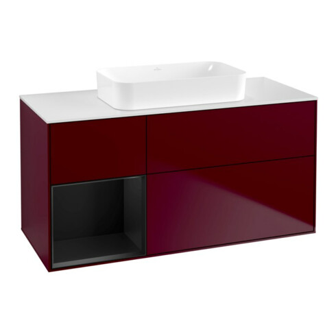 V&B Meuble sous-lavabo Finion 120x60 cm, étagère gauche bleu mat Peony Lac