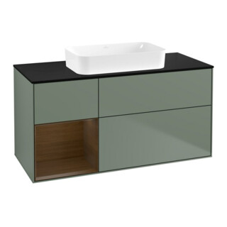 V&B Meuble sous lavabo Finion 120x60 cm, étagère gauche, chêne huilé avec laque