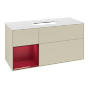 V&B Meuble sous lavabo Finion 120x60 cm, étagère gauche, gris moyen laqué-3