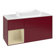 V&B Meuble sous lavabo Finion 120x60 cm, étagère gauche, gris moyen laqué, Peo mat-4