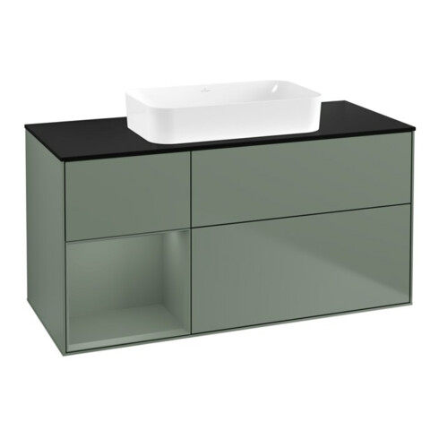 V&B Meuble sous lavabo Finion 120x60 cm, étagère gauche, huile avec laque