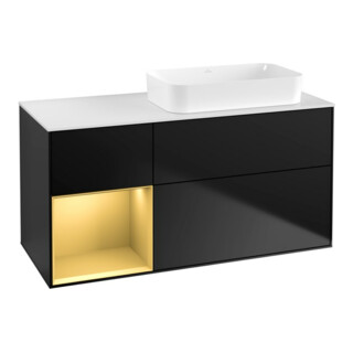 V&B Meuble sous lavabo Finion 120x60 cm, étagère gauche, laqué bleu m