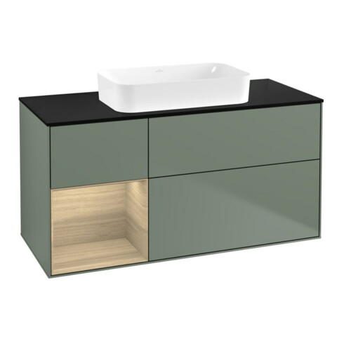V&B Meuble sous lavabo Finion 120x60 cm, étagère gauche, laqué huileux