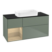 V&B Meuble sous lavabo Finion 120x60 cm, étagère gauche, laqué huileux