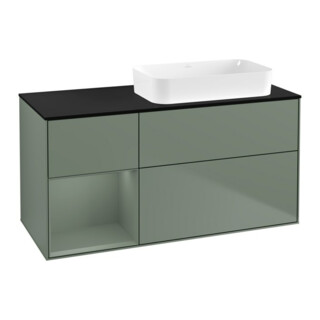 V&B Meuble sous lavabo Finion 120x60 cm, étagère gauche, olivier mat laqué, olivier mat laqué