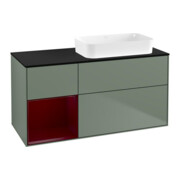 V&B Meuble sous-lavabo Finion 120x60 cm, étagère gauche Peo, laque mate oli