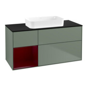 V&B Meuble sous lavabo Finion 120x60 cm, étagère gauche Peo, laque mate oli