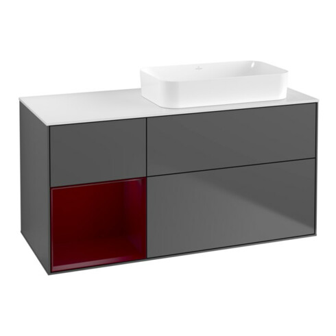 V&B Meuble sous lavabo Finion 120x60 cm, étagère gauche Peony, anthracite mat