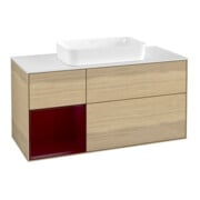 V&B Meuble sous lavabo Finion 120x60 cm, étagère gauche Peony, placage chêne