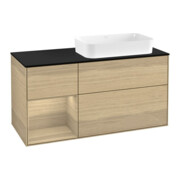 V&B Meuble sous lavabo Finion 120x60 cm, Étagère gauche, placage chêne