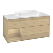 V&B Meuble sous lavabo Finion 120x60 cm, étagère gauche, placage chêne
