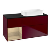 V&B Meuble sous lavabo Finion 120x60 cm, étagère gauche, placage chêne, pivoine mat