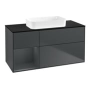 V&B Meuble sous lavabo Finion 120x60 cm, gris clair mat laqué, mat bleu mat laqué