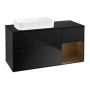 V&B Meuble sous lavabo Finion 120x60 cm, laque bleue, droite