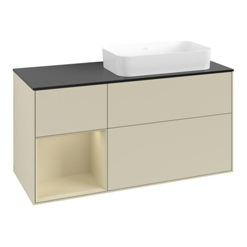 V&B Meuble sous-lavabo Finion 120x60 cm, laqué gris clair, laqué gris clair