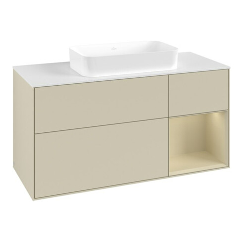 V&B Meuble sous lavabo Finion 120x60 cm, laque gris clair, laque gris foncé