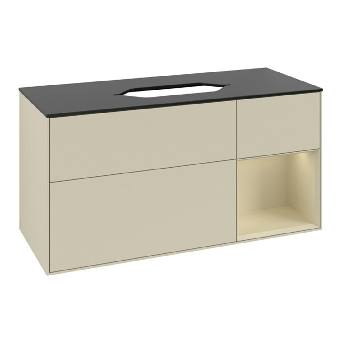 V&B Meuble sous lavabo Finion 120x60 cm, laque gris clair, laque gris foncé